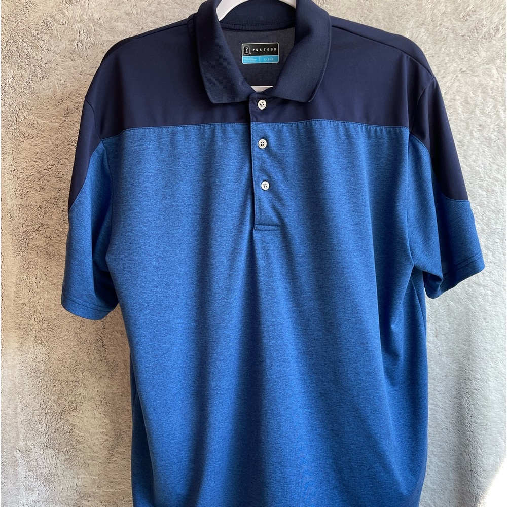 PGA Tour Men’s Golf Polo | L | Blue/Navy Blue